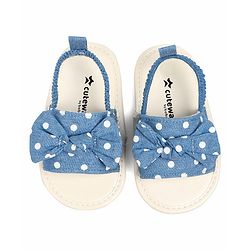 Cute Walk by Babyhug Booties With Polka Dot Print & Back Strap- Blue
