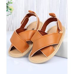 Cute Walk by Babyhug Solid Booties With Velcro Closure - Brown