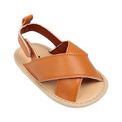 Cute Walk by Babyhug Solid Booties With Velcro Closure - Brown