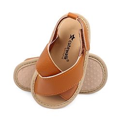 Cute Walk by Babyhug Solid Booties With Velcro Closure - Brown