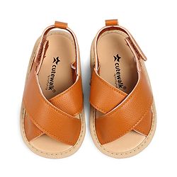 Cute Walk by Babyhug Solid Booties With Velcro Closure - Brown