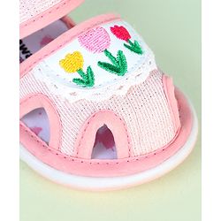Cute Walk by Babyhug Velcro Closure Sandals With Floral Embroidery - Pink