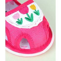 Cute Walk by Babyhug Velcro Closure Sandals With Floral Embroidery - Pink