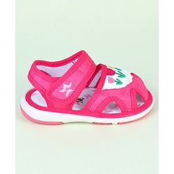 Cute Walk by Babyhug Velcro Closure Sandals With Floral Embroidery - Pink