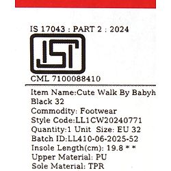 Cute Walk by Babyhug Slip On Solid Oxford Shoes - Black
