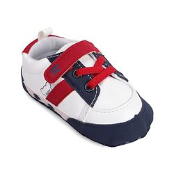 Cute Walk by Babyhug Booties With Velcro Closure & Lace Detailing  & Brand Text Print -Maroon