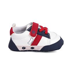 Cute Walk by Babyhug Booties With Velcro Closure & Lace Detailing  & Brand Text Print -Maroon