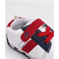 Cute Walk by Babyhug Booties With Velcro Closure & Lace Detailing  & Brand Text Print -Maroon