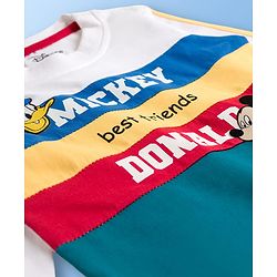 Babyhug Disney Single Jersey Knit Full Sleeves Cut & Sew T-Shirt with Mickey Mouse Graphic & Badge Detailing - Multicolor