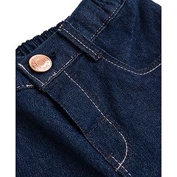 Babyhug Denim Full Length Washed Jeans With Stretch - Navy Blue