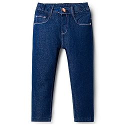 Babyhug Denim Full Length Washed Jeans With Stretch - Navy Blue