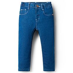 Babyhug Denim Full Length Washed Jeans With Stretch - Navy Blue