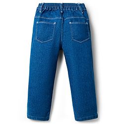 Babyhug Denim Full Length Washed Jeans With Stretch - Navy Blue