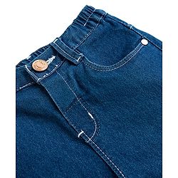 Babyhug Denim Full Length Washed Jeans With Stretch - Navy Blue