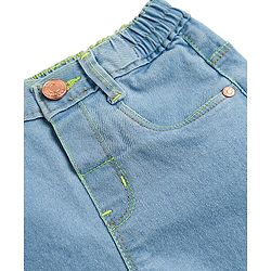 Babyhug Denim Full Length Washed Jeans With Stretch - Navy Blue