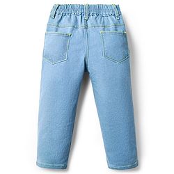 Babyhug Denim Full Length Washed Jeans With Stretch - Navy Blue