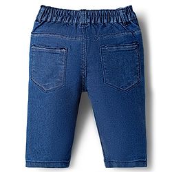 Babyhug Solid Color Denim Capri with Stretch - Navy Blue