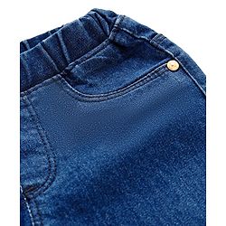 Babyhug Solid Color Denim Capri with Stretch - Navy Blue