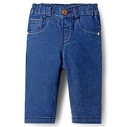 Babyhug Solid Color Denim Capri with Stretch - Navy Blue