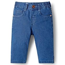 Babyhug Solid Color Denim Capri with Stretch - Navy Blue