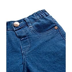 Babyhug Solid Color Denim Capri with Stretch - Navy Blue