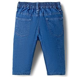 Babyhug Solid Color Denim Capri with Stretch - Navy Blue