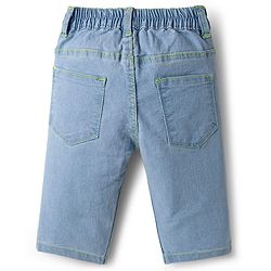 Babyhug Solid Color Denim Capri with Stretch - Navy Blue