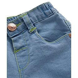 Babyhug Solid Color Denim Capri with Stretch - Navy Blue