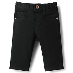 Babyhug Solid Color Denim Capri with Stretch - Navy Blue