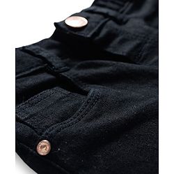 Babyhug Solid Color Denim Capri with Stretch - Navy Blue