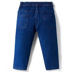 Babyhug Denim Full Length Washed Jeans With Stretch - Navy Blue