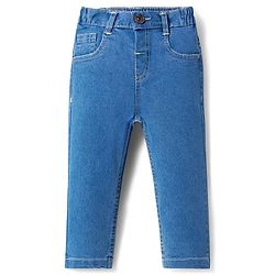 Babyhug Denim Full Length Washed Jeans With Stretch - Navy Blue