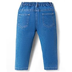Babyhug Denim Full Length Washed Jeans With Stretch - Navy Blue