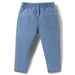 Babyhug Denim Full Length Washed Jeans With Stretch - Navy Blue