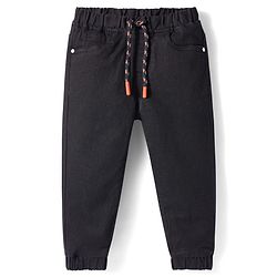 Babyhug Denim Solid Colour Jogger With Stretch - Black