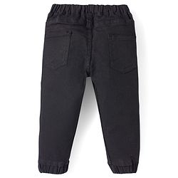 Babyhug Denim Solid Colour Jogger With Stretch - Black