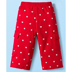 Babyhug Disney Terry Knit Full Sleeves Drop Shoulder T-Shirt & Track Pant with Minnie Mouse Graphics - White & Red