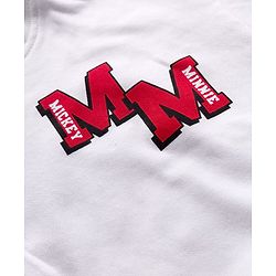 Babyhug Disney Terry Knit Full Sleeves Drop Shoulder T-Shirt & Track Pant with Minnie Mouse Graphics - White & Red