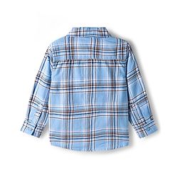 Babyhug Cotton Woven Full Sleeves Checkered Shirt & Pant Set - Blue & Khaki