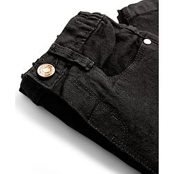Babyhug Denim Mid Thigh Washed Shorts With Stretch - Black