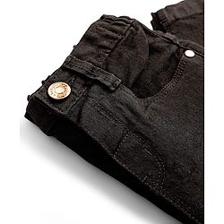 Babyhug Denim Mid Thigh Washed Shorts With Stretch - Black