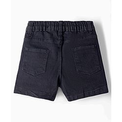 Babyhug Denim Mid Thigh Washed Shorts With Stretch - Black