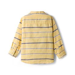 Babyhug Cotton Woven Full Sleeves Kurta Style Striped Shirt & Denim Jeans Set - Yellow & Blue