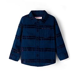 Babyhug Cotton Woven Full Sleeves Checkered Shirt & Trouser Set - Navy Blue