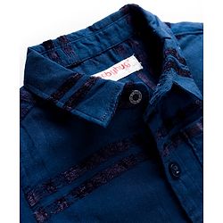 Babyhug Cotton Woven Full Sleeves Checkered Shirt & Trouser Set - Navy Blue