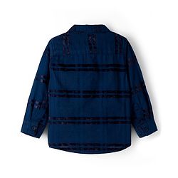 Babyhug Cotton Woven Full Sleeves Checkered Shirt & Trouser Set - Navy Blue