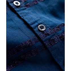 Babyhug Cotton Woven Full Sleeves Checkered Shirt & Trouser Set - Navy Blue