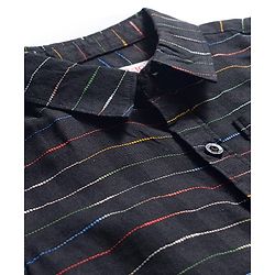 Babyhug Cotton Woven Full Sleeves Striped Shirt & Trouser Set - Black