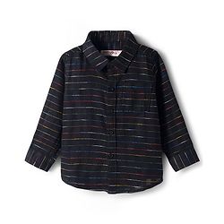 Babyhug Cotton Woven Full Sleeves Striped Shirt & Trouser Set - Black