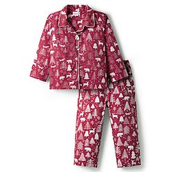 Babyhug Cotton Woven Full Sleeves Co-ords Night Suit With  Tree Print - Maroon